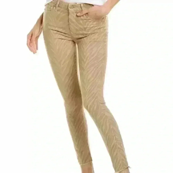 NEW MOTHER The Looker Ankle Fray Jeans Sweet Stripes Animal Print Denim Bohemian - Picture 2 of 10